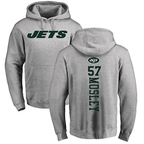 New York Jets Men Ash C.J. Mosley Backer NFL Football #57 Pullover Hoodie Sweatshirts->new york jets->NFL Jersey